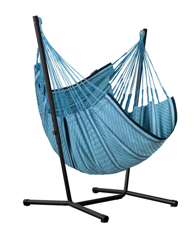 la-siesta-fiji-organic-blue-zebra-poltrona-sospesa-comfort-con-supporto-acciaio image 1