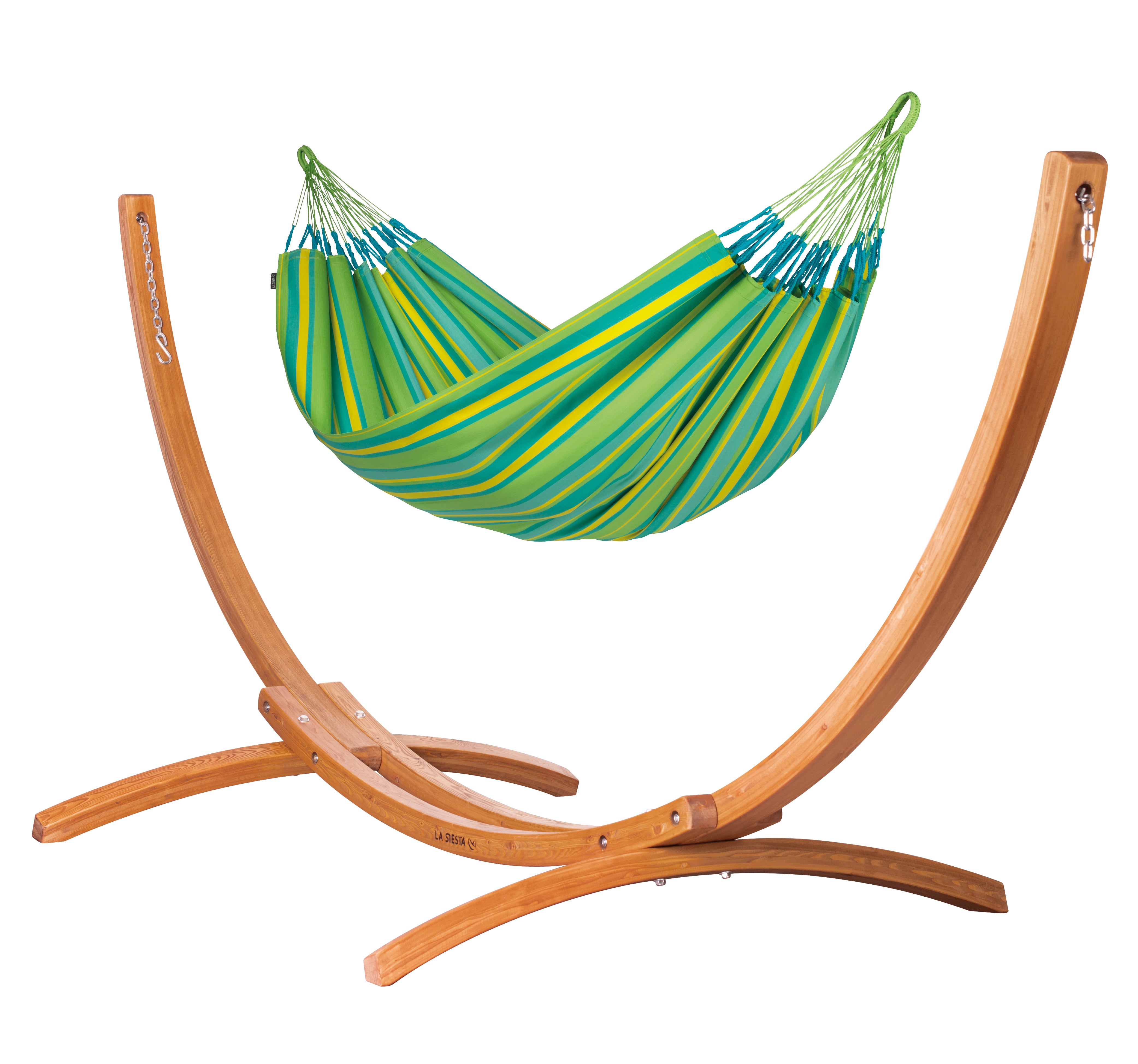 la-siesta-maera-outdoor-lime-set-amaca-doppia-outdoor-con-supporto-in-eucalipto image 1