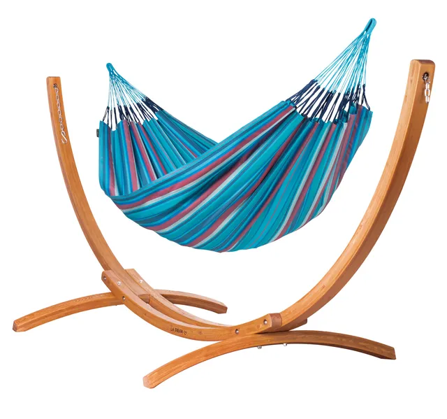 la-siesta-maera-outdoor-wave-set-amaca-doppia-outdoor-con-supporto-in-eucalipto image 1