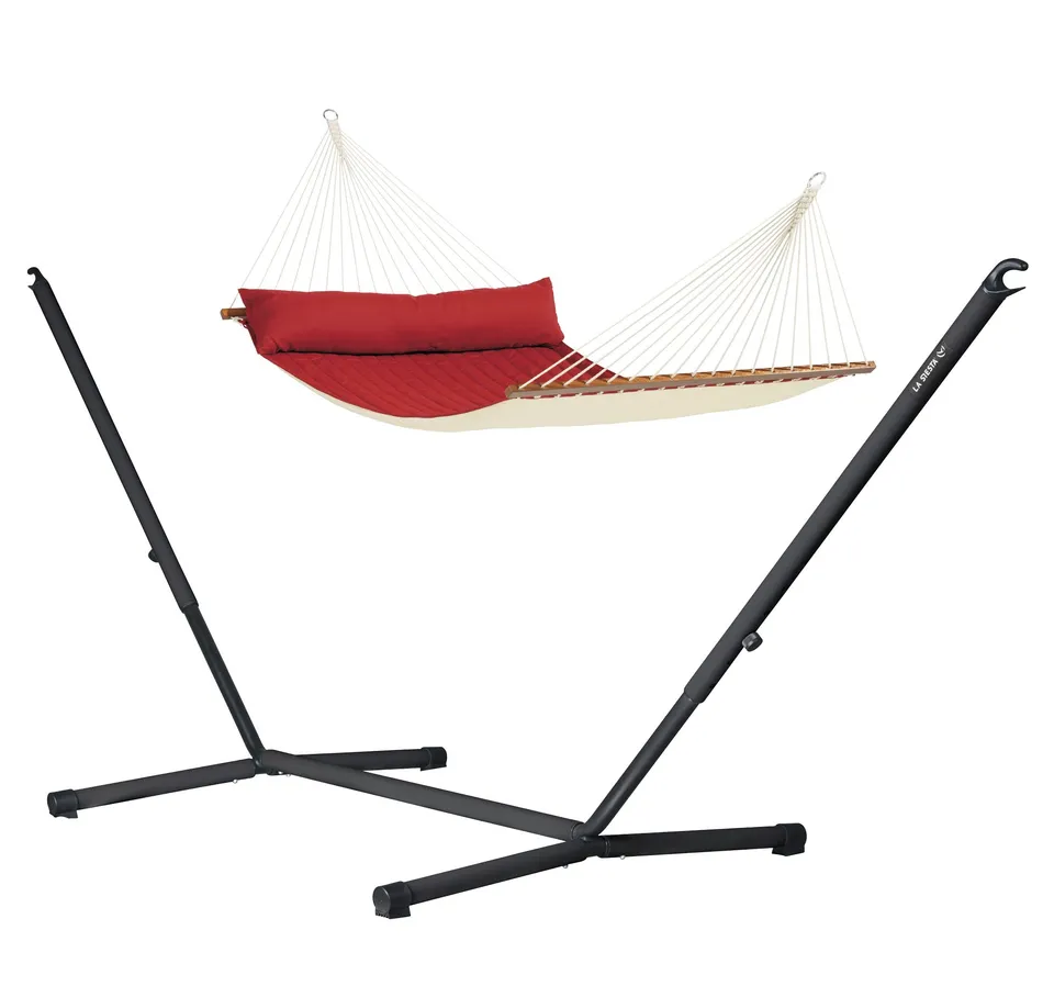 la-siesta-nautico-outdoor-r-padded-anthracite-red-pepper-set-amaca-a-bastone-kin image 1