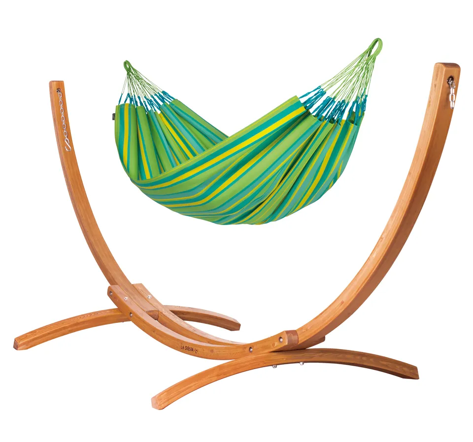 la-siesta-maera-outdoor-lime-set-amaca-doppia-outdoor-con-supporto-in-eucalipto image 1